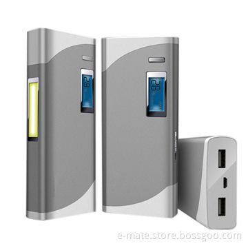 High capacity aluminum power bank for tablets and smartphones with LED lamp for bright power